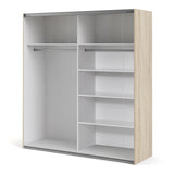 Verona Sliding Wardrobe 180cm Oak with Oak Doors 2or5 Shelves - FURNITURE CURLS