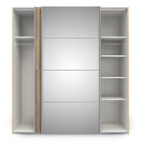 Verona Sliding Wardrobe 180cm Oak with (Oak +Mirror) Doors 2or5 Shelves - FURNITURE CURLS