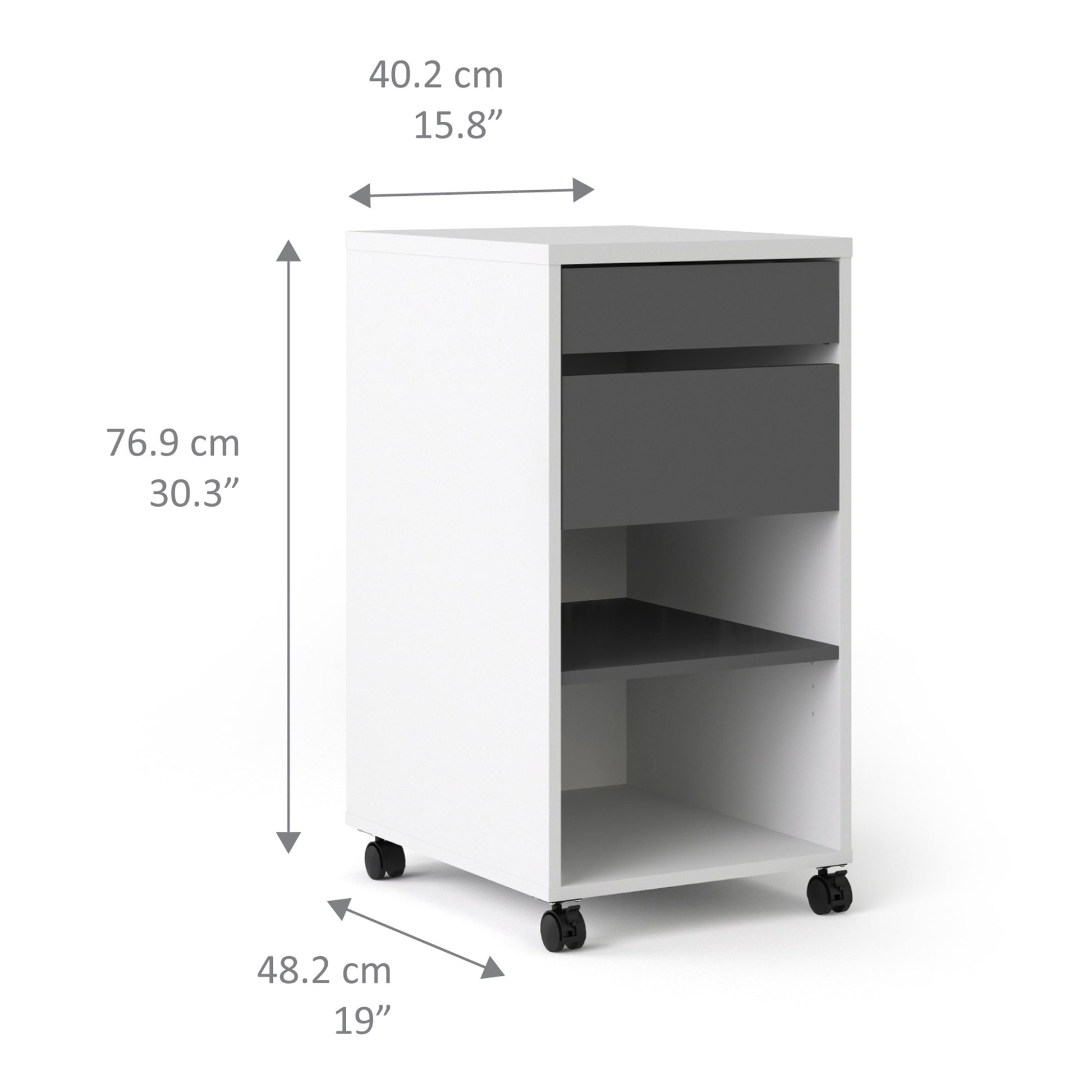 Function Plus Desk White Grey Or Mobile File Cabinet 2 Drawers +1 Shelf - FURNITURE CURLS