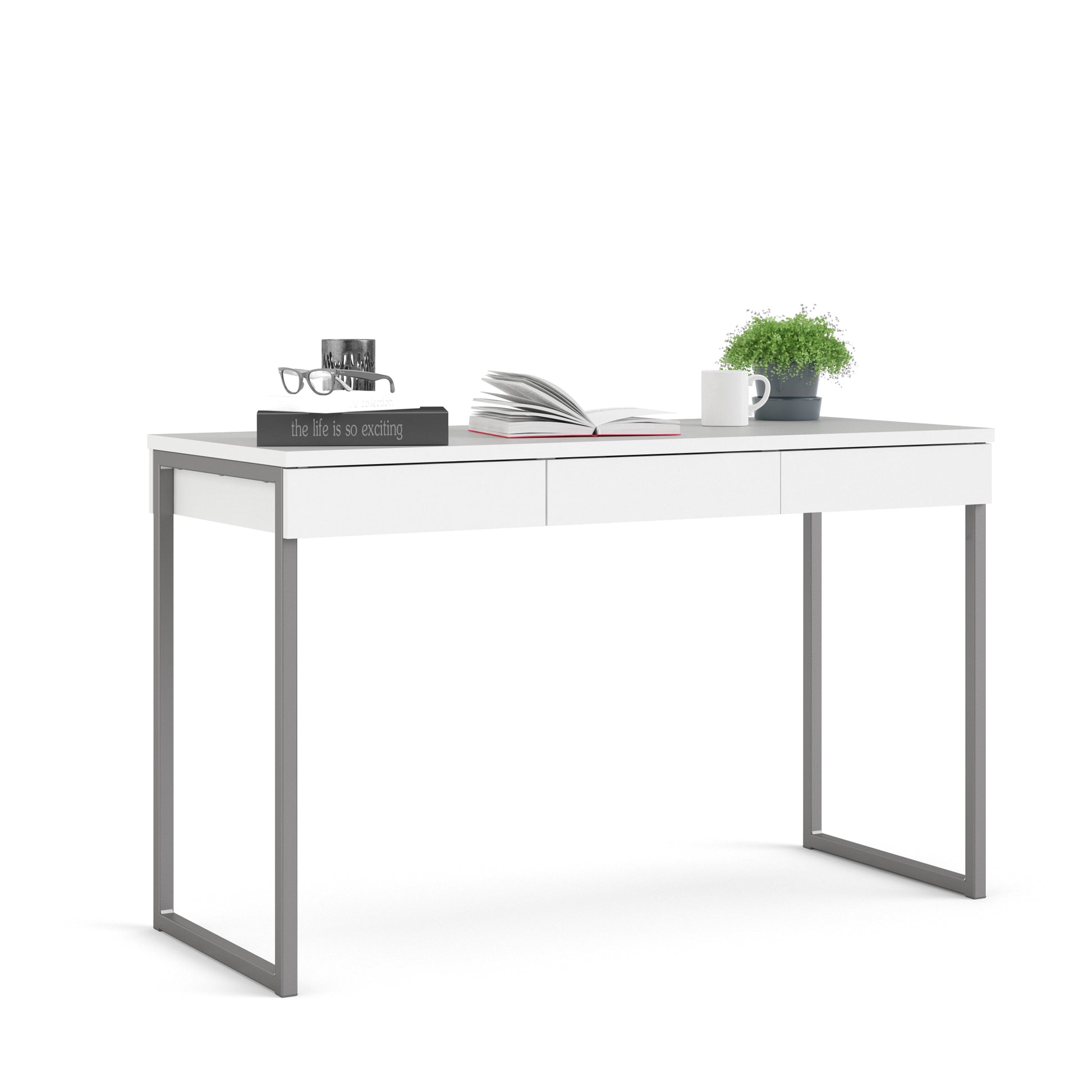 Function Plus Desk Gliding 3 Drawers In White - FURNITURE CURLS