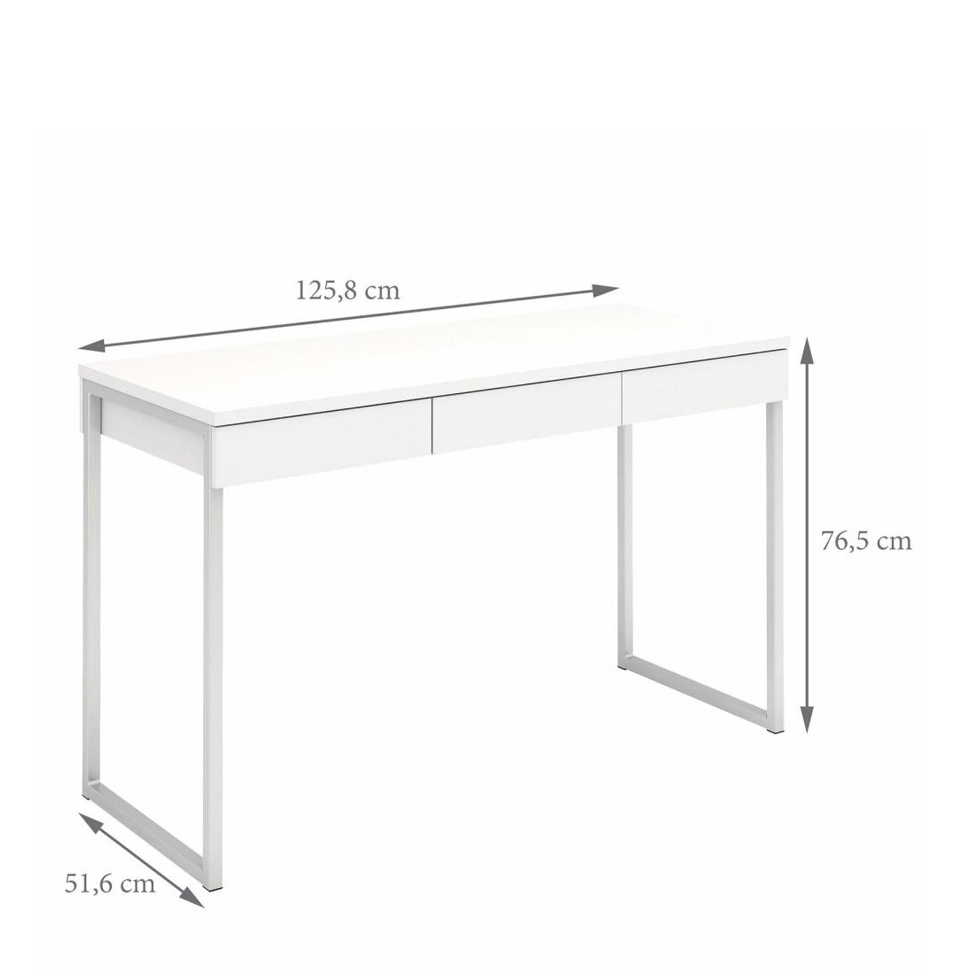 Function Plus Desk Gliding 3 Drawers In White - FURNITURE CURLS