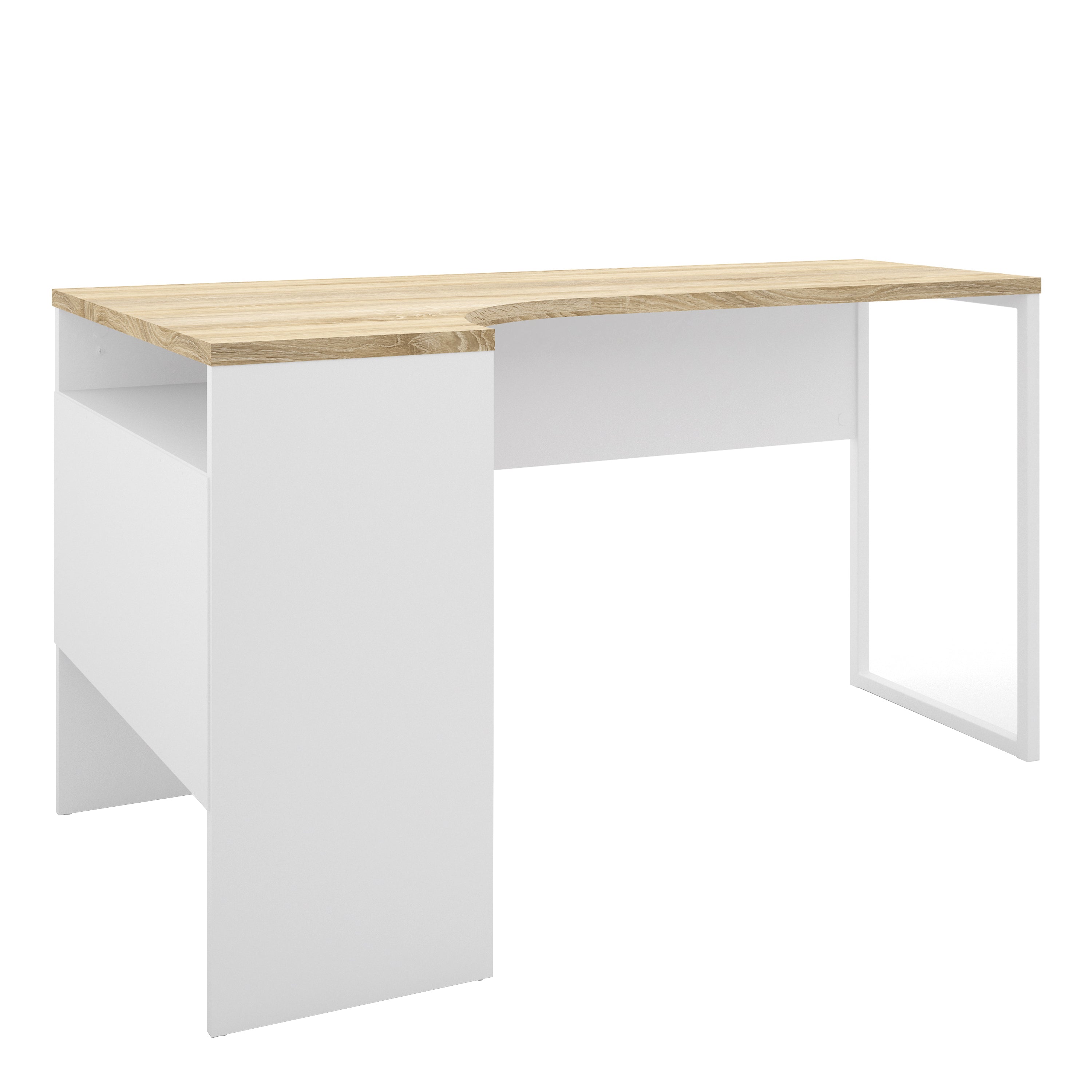 Function Plus Corner Desk 2drawers In White+Oak Or White+Truffle Oak Or Matt Black+Oak Or White+Grey - FURNITURE CURLS