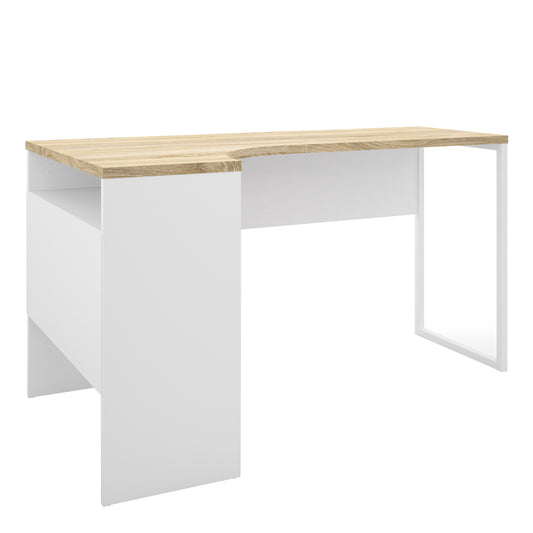 Function Plus Corner Desk 2drawers In White+Oak Or White+Truffle Oak Or Matt Black+Oak Or White+Grey - FURNITURE CURLS