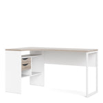 Function Plus Corner Desk 2drawers In White+Oak Or White+Truffle Oak Or Matt Black+Oak Or White+Grey - FURNITURE CURLS