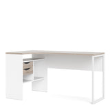 Function Plus Corner Desk 2drawers In White+Oak Or White+Truffle Oak Or Matt Black+Oak Or White+Grey - FURNITURE CURLS