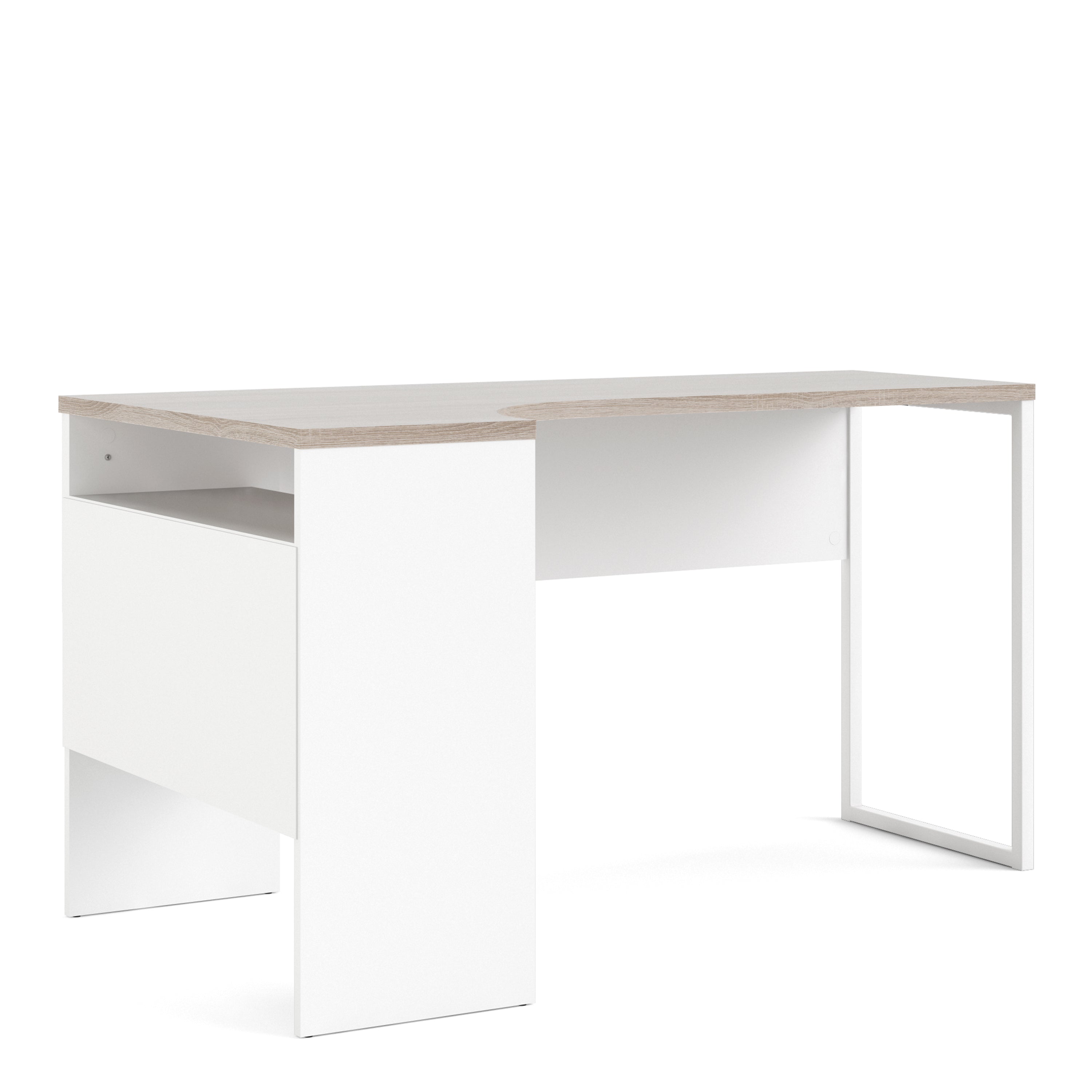 Function Plus Corner Desk 2drawers In White+Oak Or White+Truffle Oak Or Matt Black+Oak Or White+Grey - FURNITURE CURLS