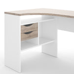 Function Plus Corner Desk 2drawers In White+Oak Or White+Truffle Oak Or Matt Black+Oak Or White+Grey - FURNITURE CURLS