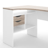 Function Plus Corner Desk 2drawers In White+Oak Or White+Truffle Oak Or Matt Black+Oak Or White+Grey - FURNITURE CURLS
