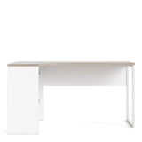 Function Plus Corner Desk 2drawers In White+Oak Or White+Truffle Oak Or Matt Black+Oak Or White+Grey - FURNITURE CURLS