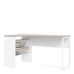 Function Plus Corner Desk 2drawers In White+Oak Or White+Truffle Oak Or Matt Black+Oak Or White+Grey - FURNITURE CURLS