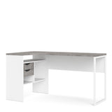 Function Plus Corner Desk 2drawers In White+Oak Or White+Truffle Oak Or Matt Black+Oak Or White+Grey - FURNITURE CURLS