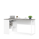 Function Plus Corner Desk 2drawers In White+Oak Or White+Truffle Oak Or Matt Black+Oak Or White+Grey - FURNITURE CURLS