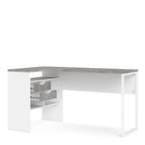 Function Plus Corner Desk 2drawers In White+Oak Or White+Truffle Oak Or Matt Black+Oak Or White+Grey - FURNITURE CURLS
