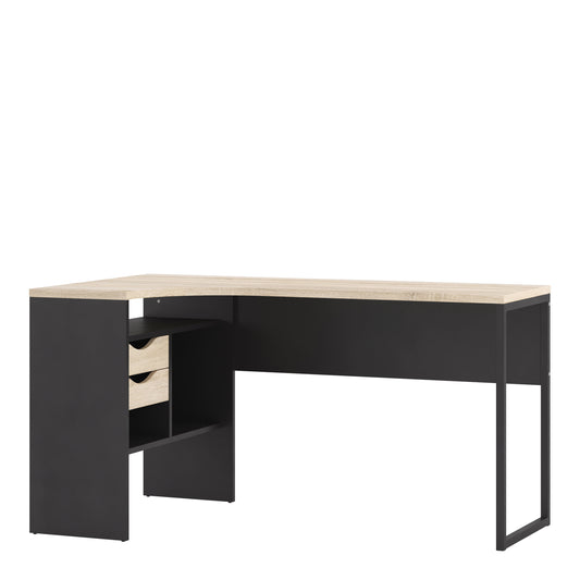 Function Plus Corner Desk 2drawers In White+Oak Or White+Truffle Oak Or White+Grey Or Walnut Or Matt Black+Oak