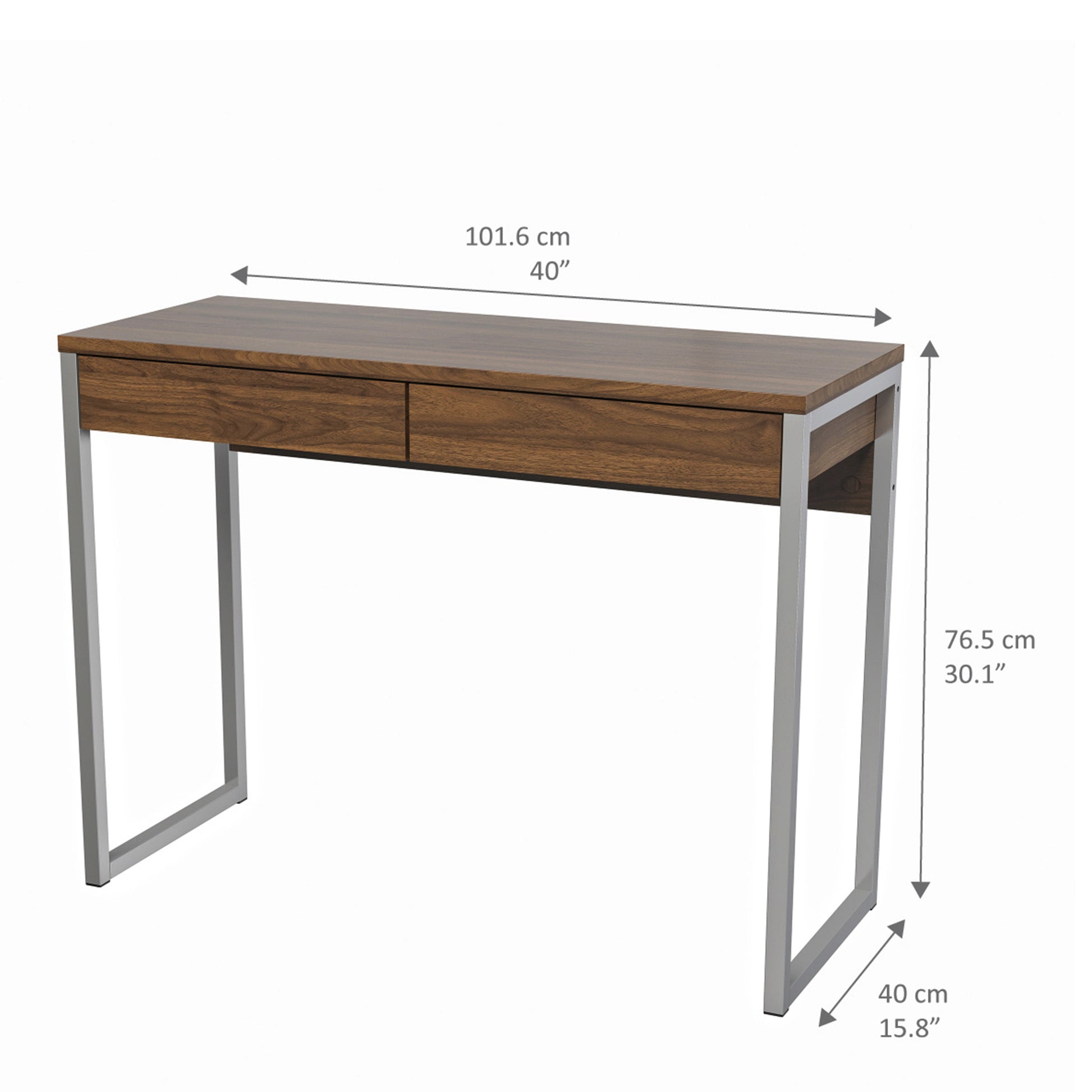 Function Plus Desk 2 Drawers In Oak Or Walnut Or White - FURNITURE CURLS