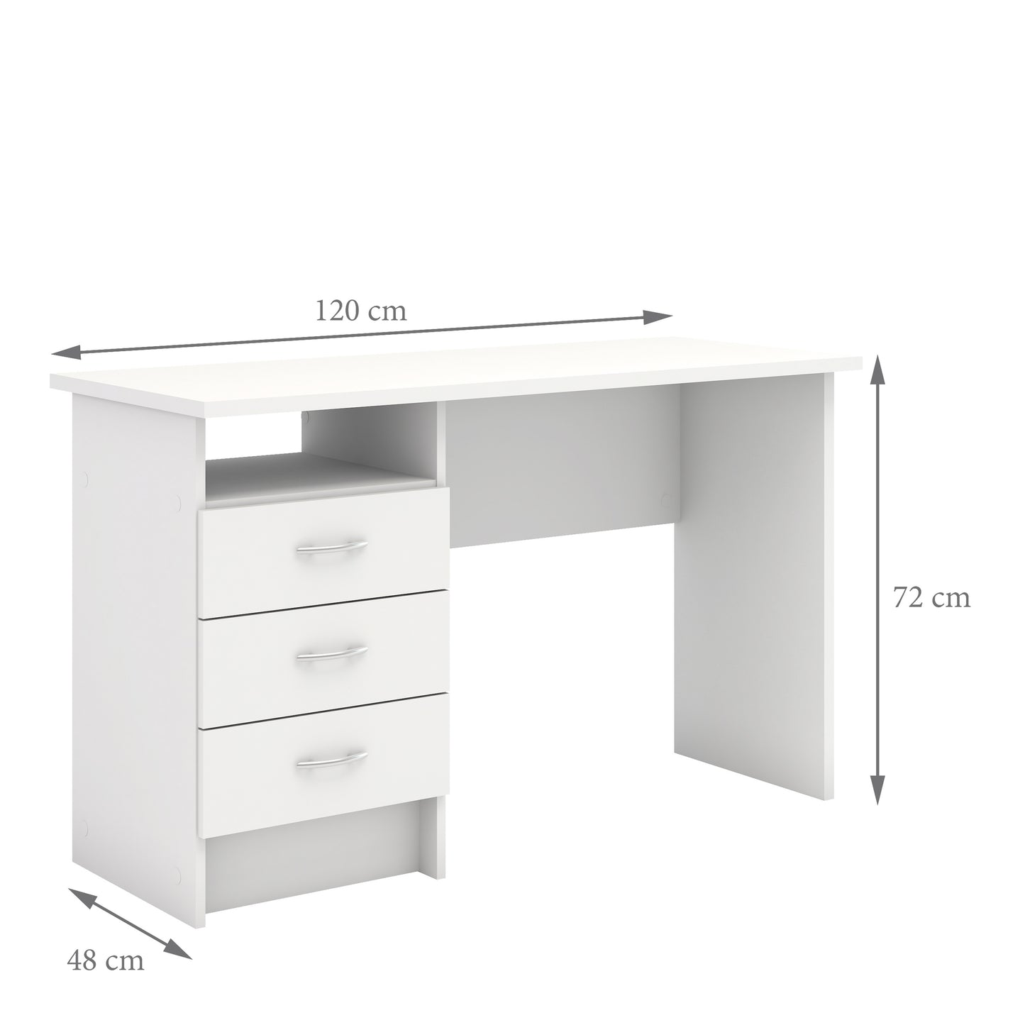 Function Plus Desk 3 Drawers - White Or  Oak+white Or Oak - FURNITURE CURLS