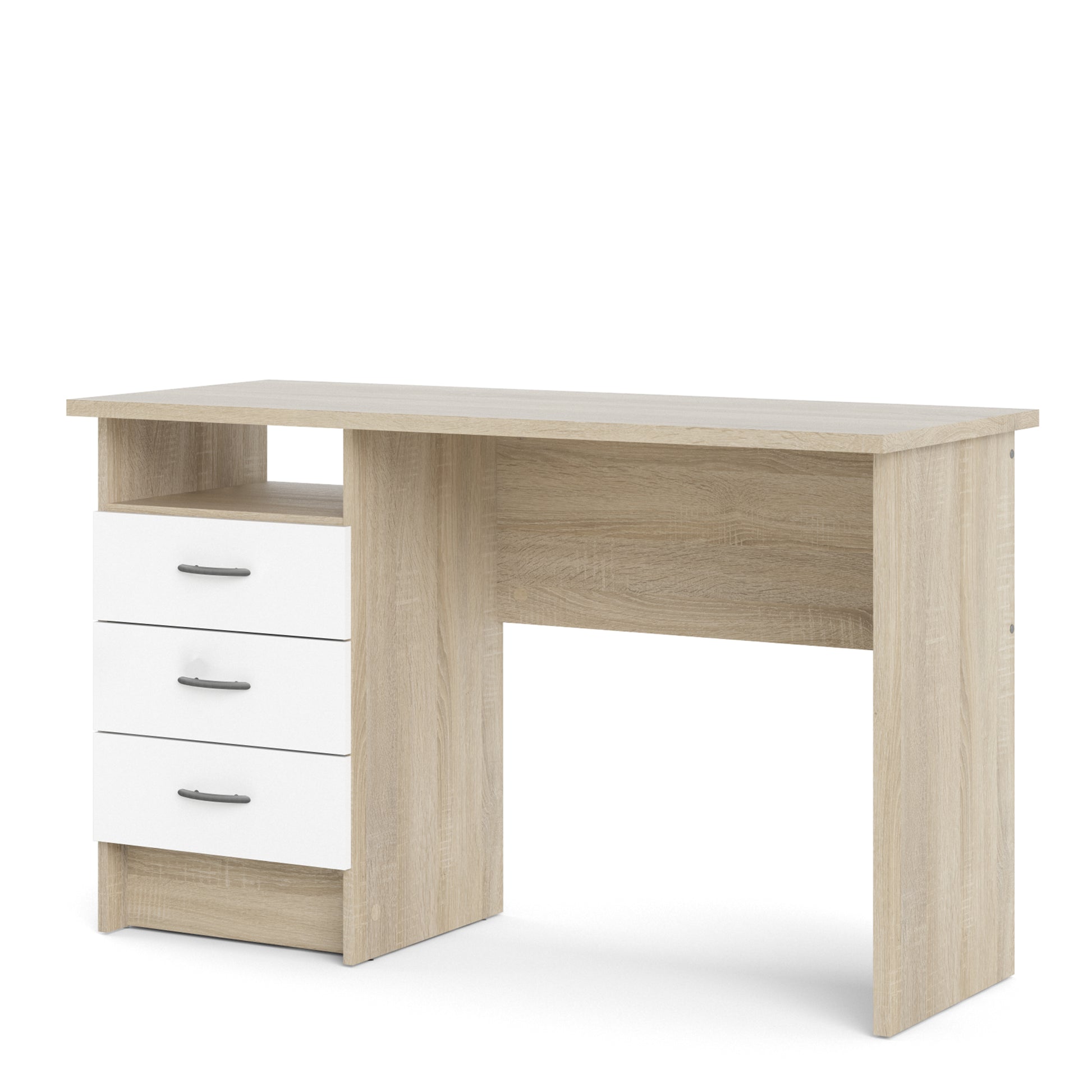 Function Plus Desk 3 Drawers - White Or  Oak+white Or Oak - FURNITURE CURLS