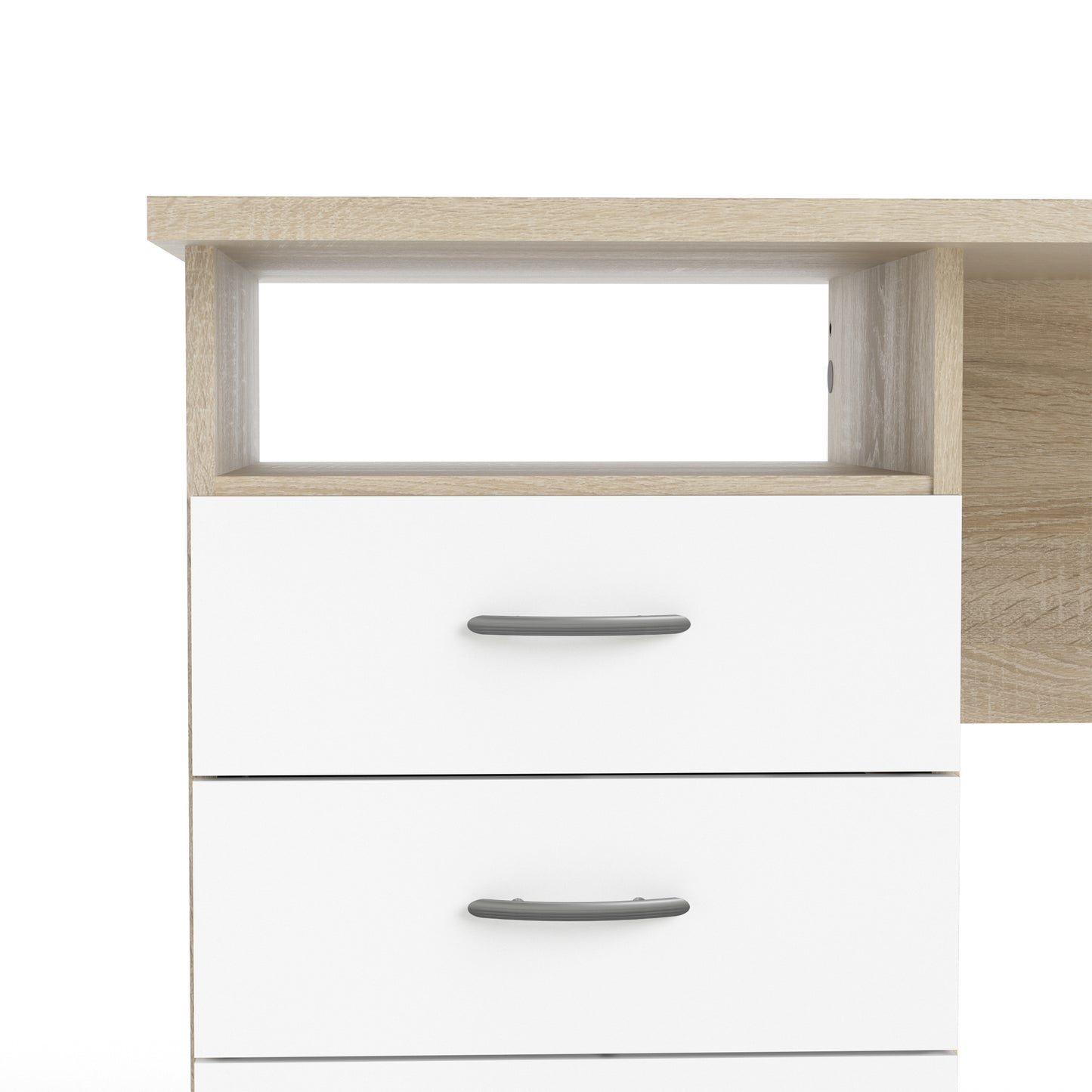 Function Plus Desk 3 Drawers - White Or  Oak+white Or Oak - FURNITURE CURLS