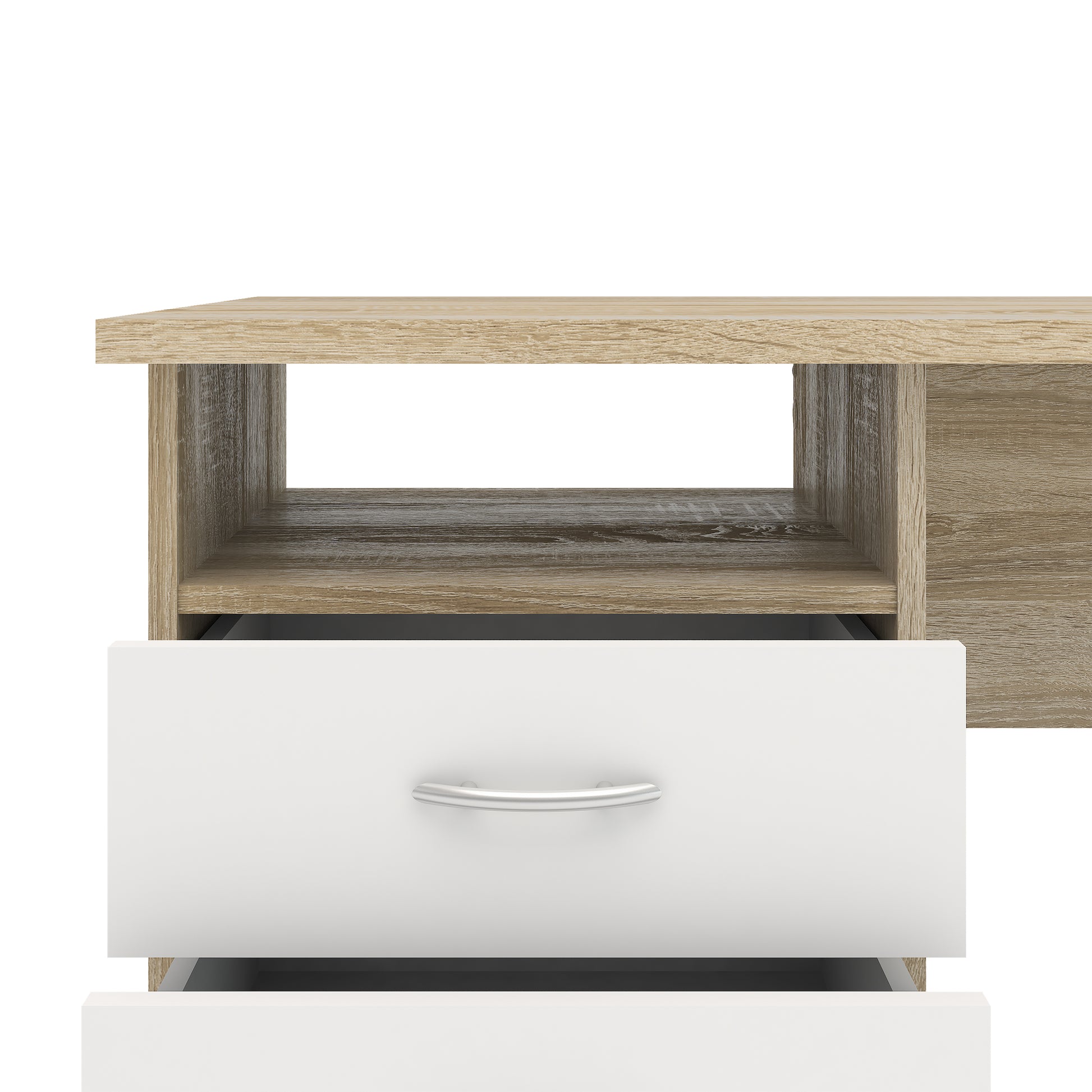 Function Plus Desk 3 Drawers - White Or  Oak+white Or Oak - FURNITURE CURLS