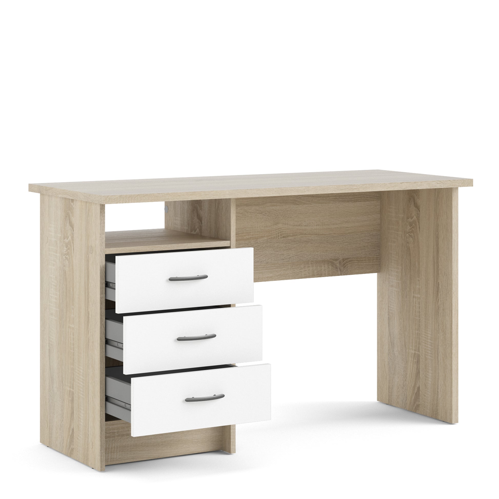 Function Plus Desk 3 Drawers - White Or  Oak+white Or Oak - FURNITURE CURLS