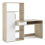 Function Plus Desk Multi-functional Desk With Drawer And 1 Door In White And Oak - FURNITURE CURLS