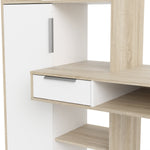 Function Plus Desk Multi-functional Desk With Drawer And 1 Door In White And Oak - FURNITURE CURLS
