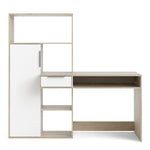 Function Plus Desk Multi-functional Desk With Drawer And 1 Door In White And Oak - FURNITURE CURLS