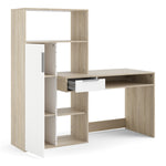 Function Plus Desk Multi-functional Desk With Drawer And 1 Door In White And Oak - FURNITURE CURLS