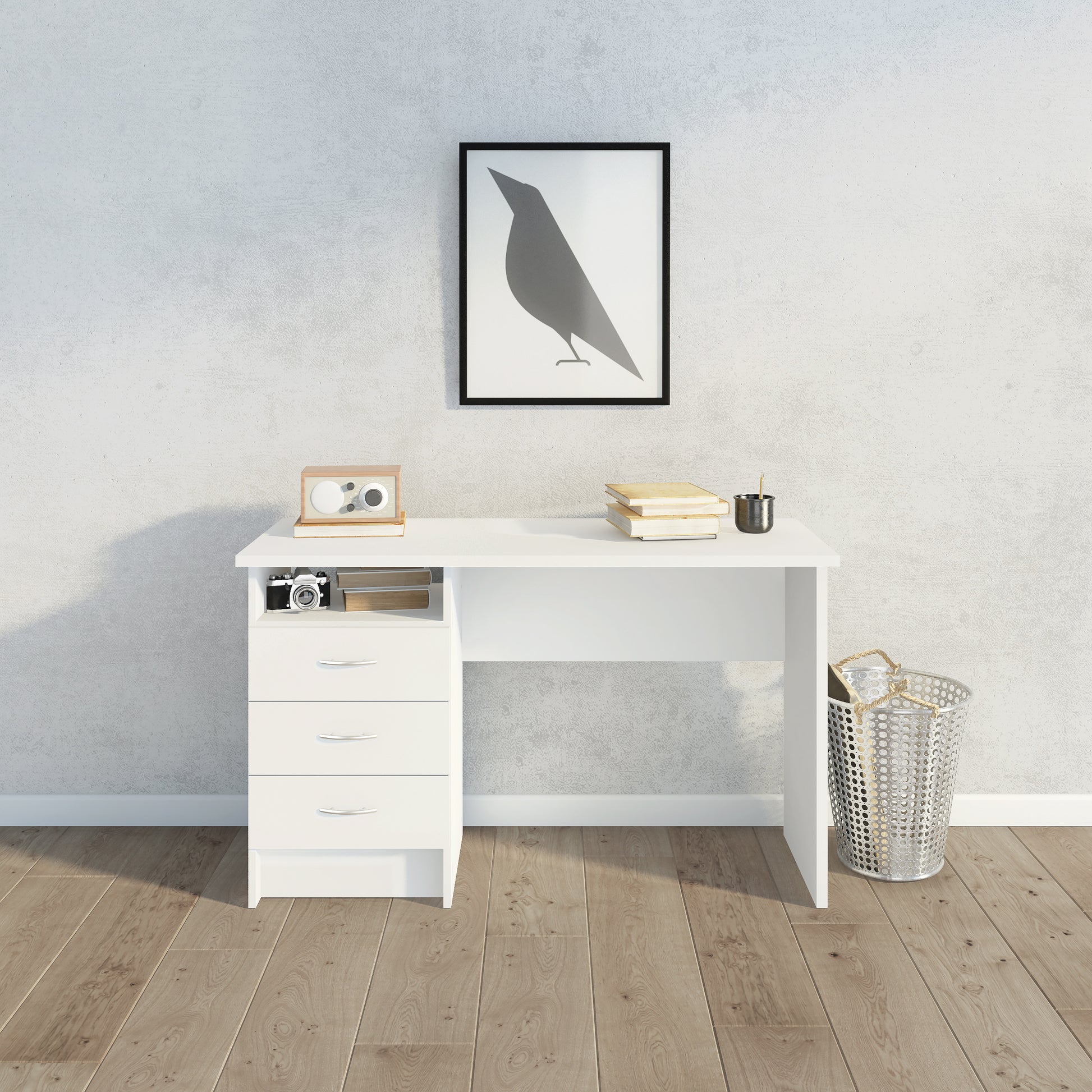 Function Plus Desk 3 Drawers - White Or  Oak+white Or Oak - FURNITURE CURLS