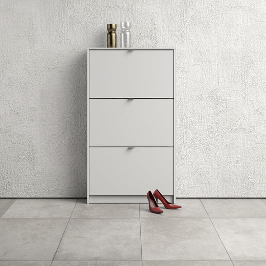 Shoes White Cabinet 3 Tilting Doors (1or2 Layers) - FURNITURE CURLS