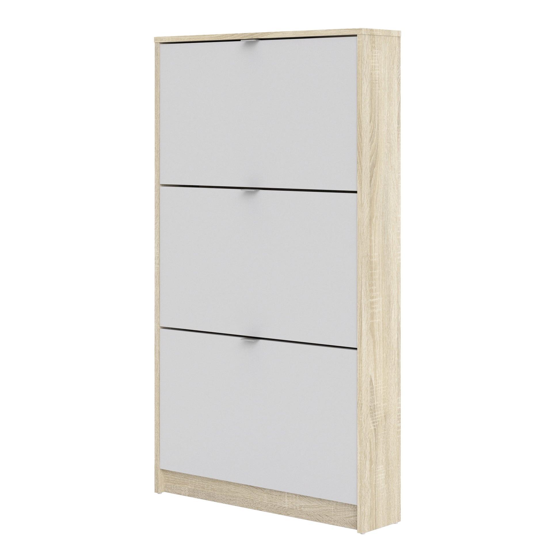 Shoes Oak Cabinet - White 3 Tilting Doors (1or2 Layers) - FURNITURE CURLS