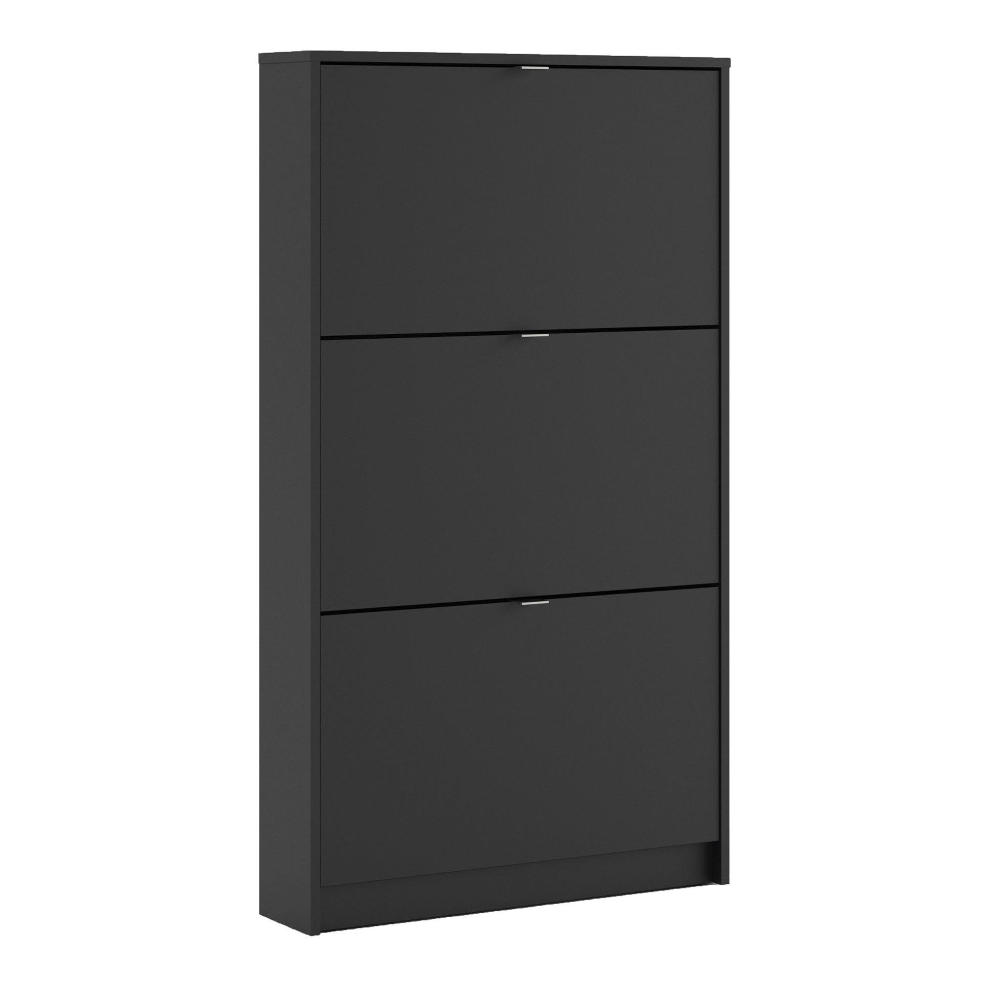 Shoes Matt Black Cabinet 3 Tilting Doors (1or2 Layers) - FURNITURE CURLS