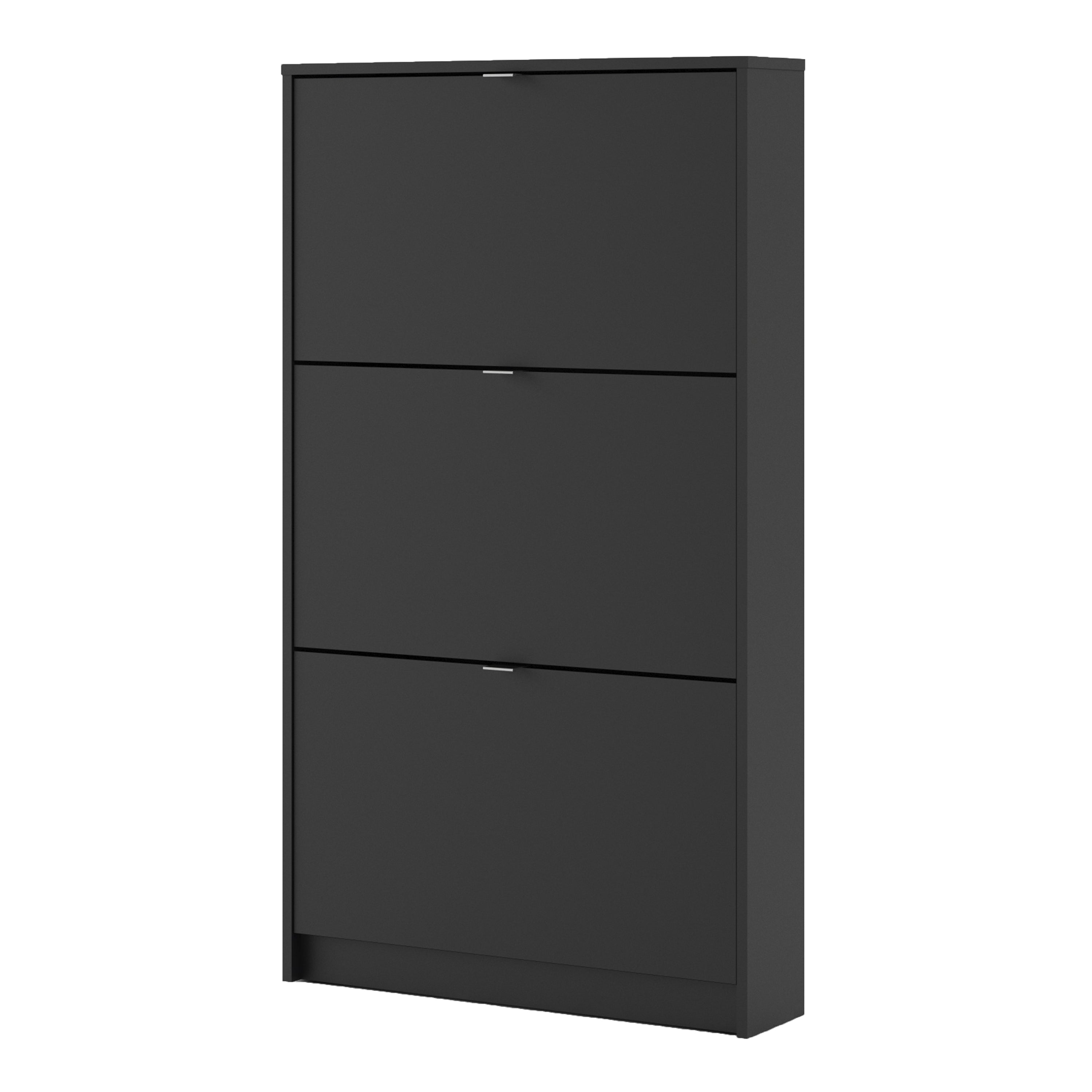 Shoes Matt Black Cabinet 3 Tilting Doors (1or2 Layers) - FURNITURE CURLS