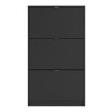 Shoes Matt Black Cabinet 3 Tilting Doors (1or2 Layers) - FURNITURE CURLS