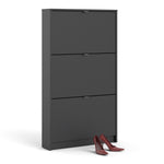 Shoes Matt Black Cabinet 3 Tilting Doors (1or2 Layers) - FURNITURE CURLS