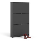 Shoes Matt Black Cabinet 3 Tilting Doors (1or2 Layers) - FURNITURE CURLS