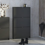 Shoes Matt Black Cabinet 3 Tilting Doors (1or2 Layers) - FURNITURE CURLS