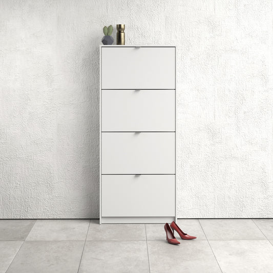 Shoes White Cabinet 4 Tilting Doors (1or2 Layers) - FURNITURE CURLS