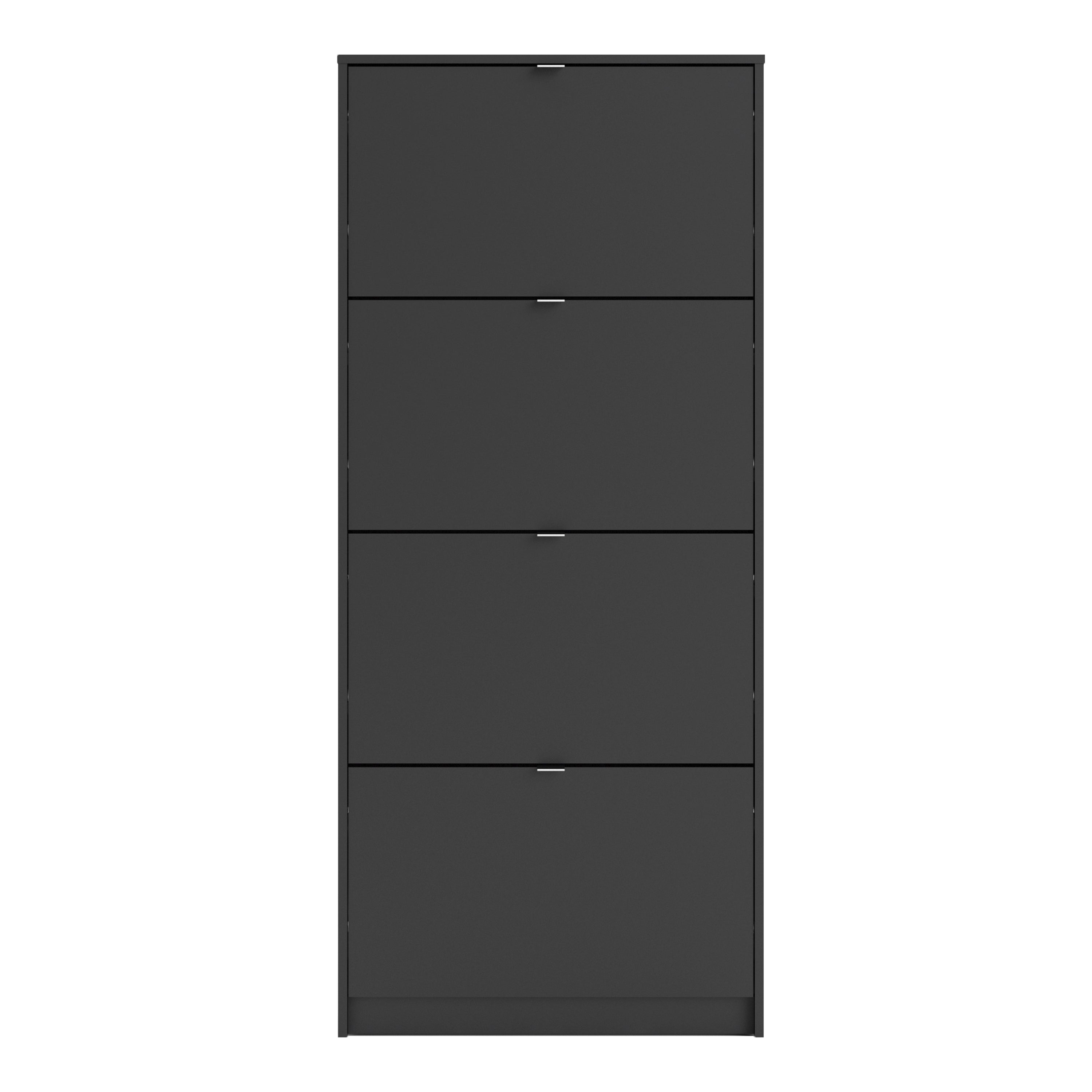 Shoes Matt Black Cabinet 4 Tilting Doors (1or2 Layers) - FURNITURE CURLS