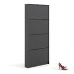 Shoes Matt Black Cabinet 4 Tilting Doors (1or2 Layers) - FURNITURE CURLS