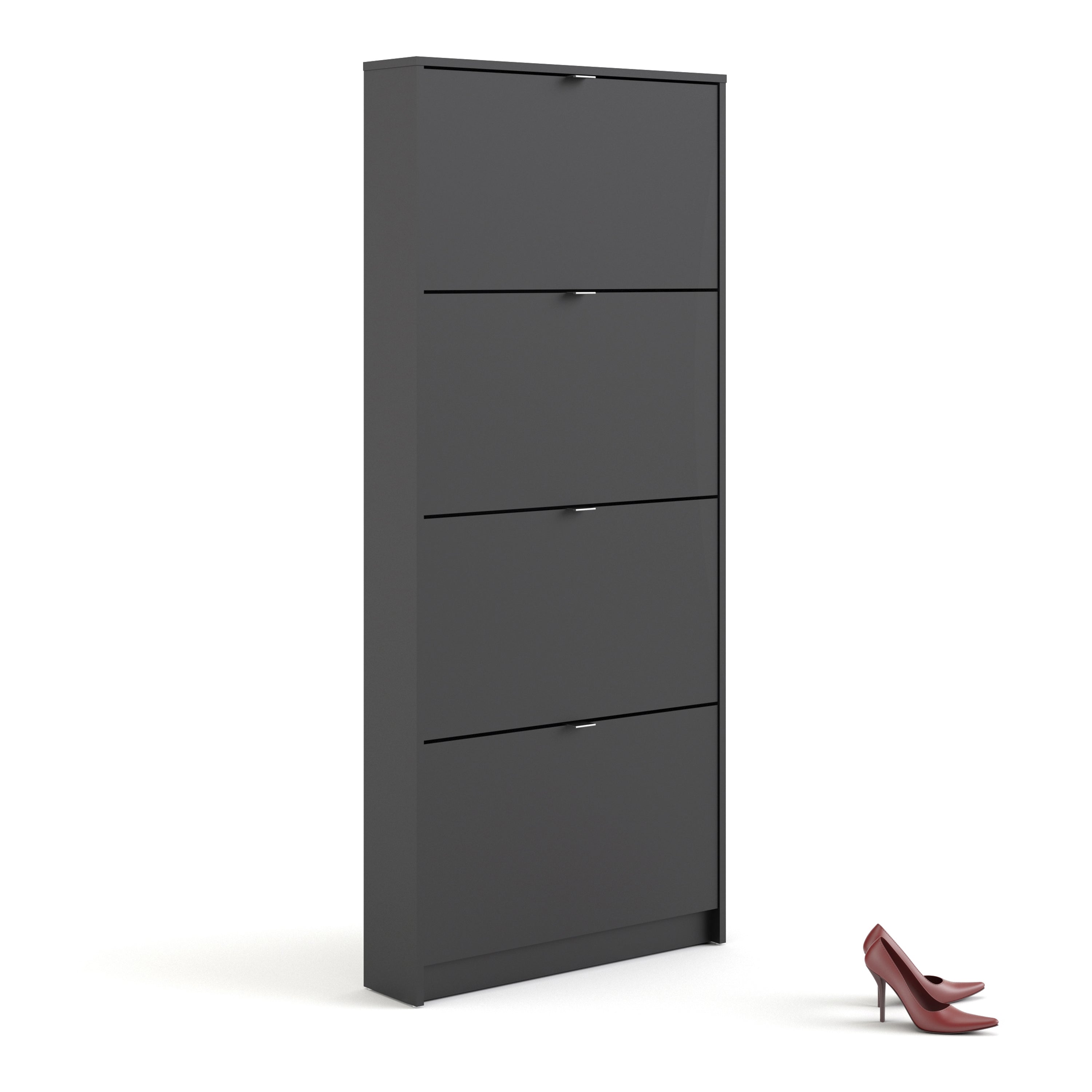 Shoes Matt Black Cabinet 4 Tilting Doors (1or2 Layers) - FURNITURE CURLS