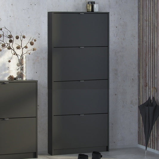 Shoes Matt Black Cabinet 4 Tilting Doors (1or2 Layers) - FURNITURE CURLS