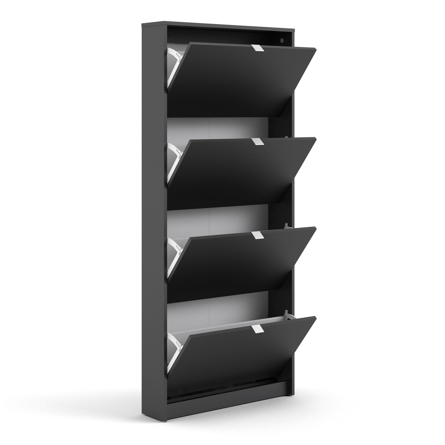 Shoes Matt Black Cabinet 4 Tilting Doors (1or2 Layers) - FURNITURE CURLS