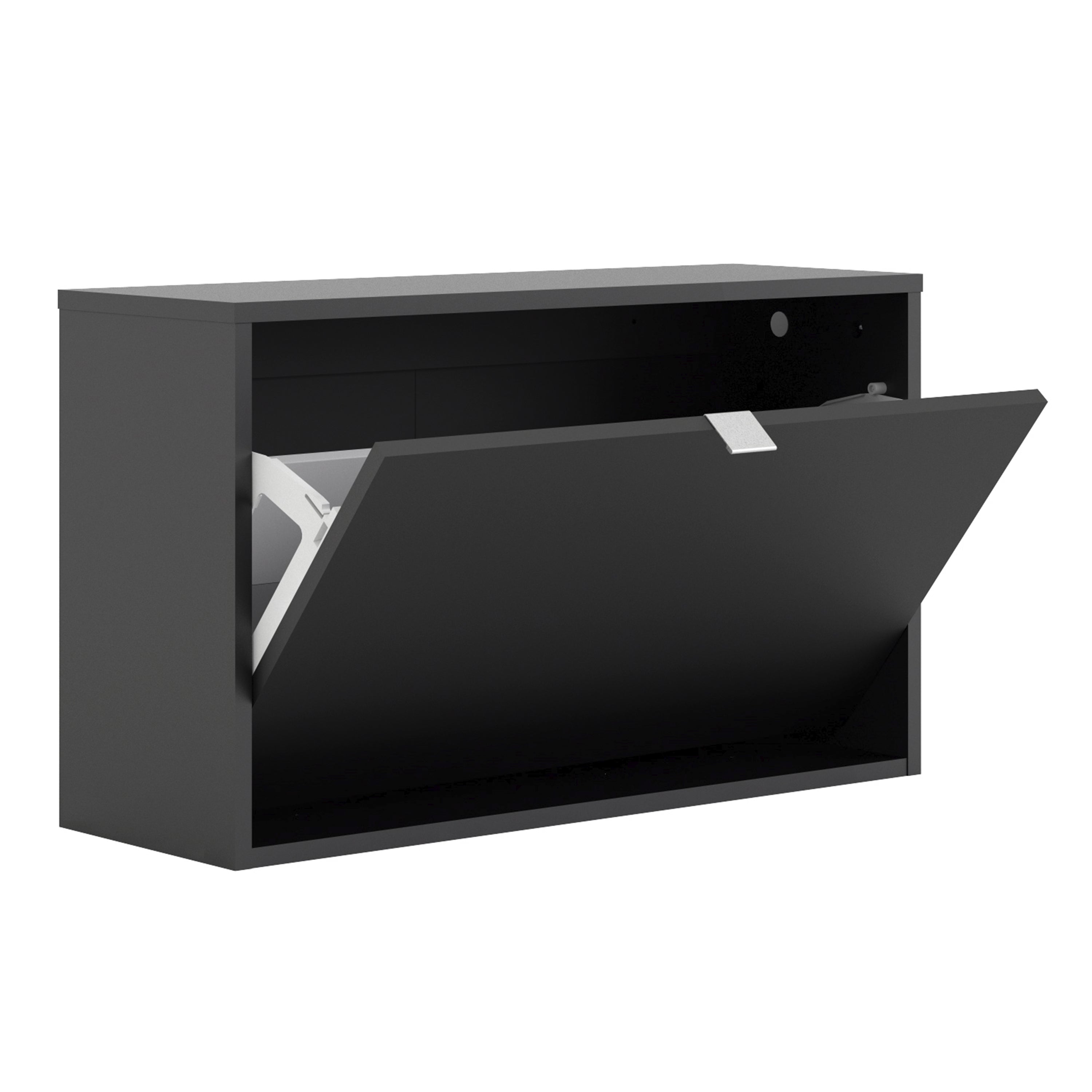 Shoes Matt Black Cabinet 1 Tilting Door (2 Layers) - FURNITURE CURLS