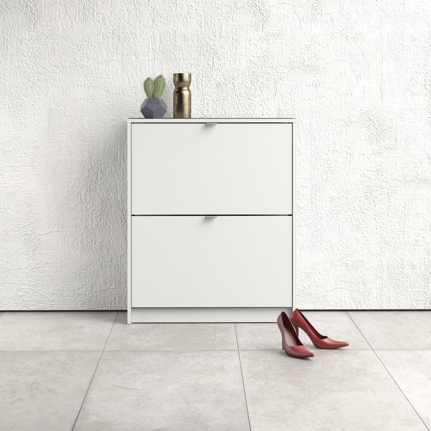 Shoes White Cabinet 2 Tilting Doors(1or2 Layers) - FURNITURE CURLS