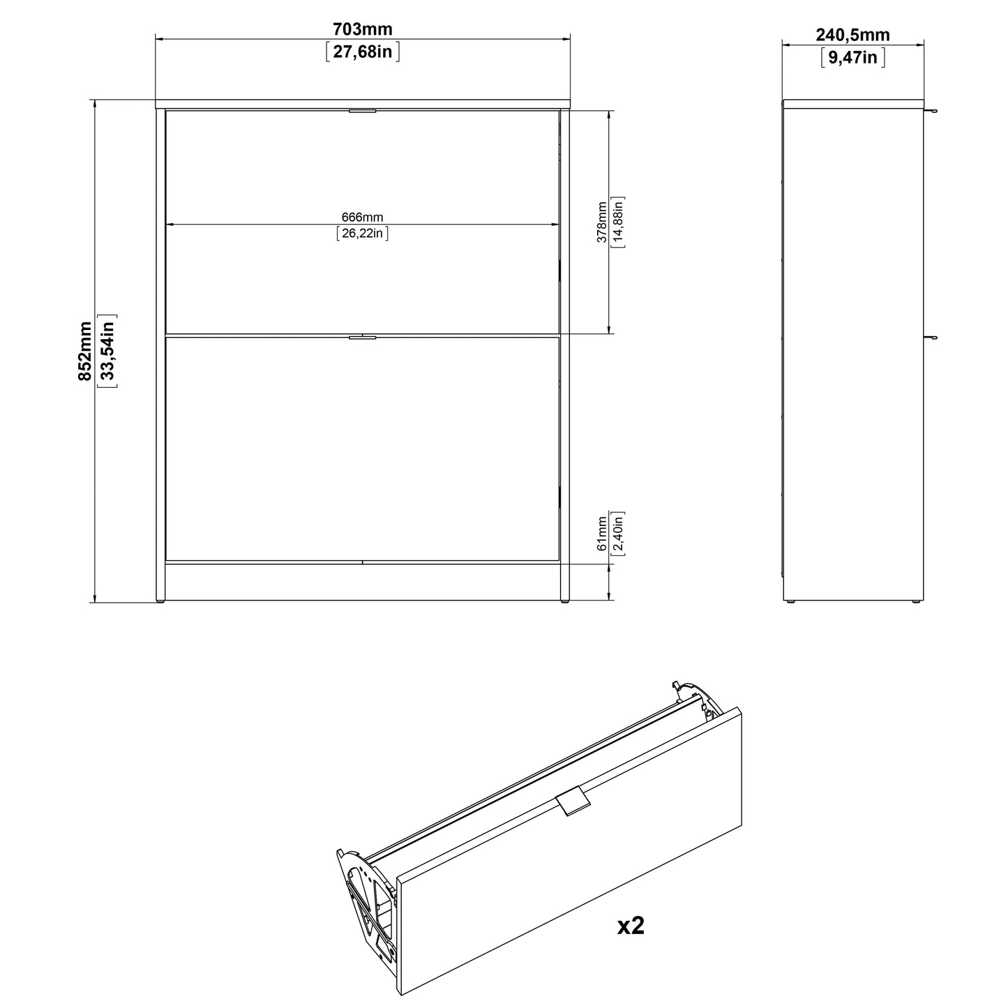 Shoes White Cabinet 2 Tilting Doors(1or2 Layers) - FURNITURE CURLS