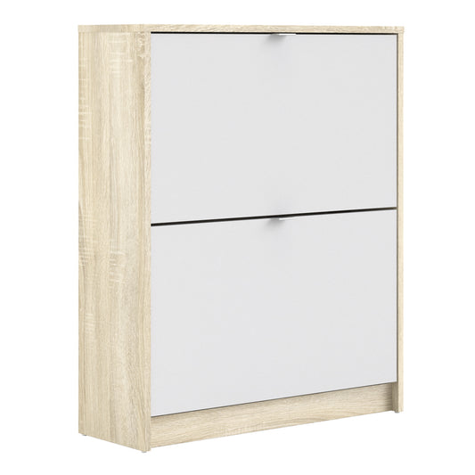 Shoes Oak Cabinet - White 2 Tilting Doors  (1or2 layers)