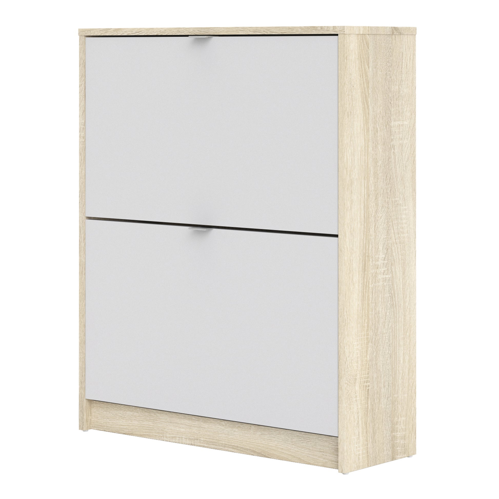 Shoes Oak Cabinet - White 2 Tilting Doors  (1or2 layers) - FURNITURE CURLS