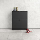 Shoes Matt Black Cabinet 2 Tilting Doors(1or2 Layers) - FURNITURE CURLS