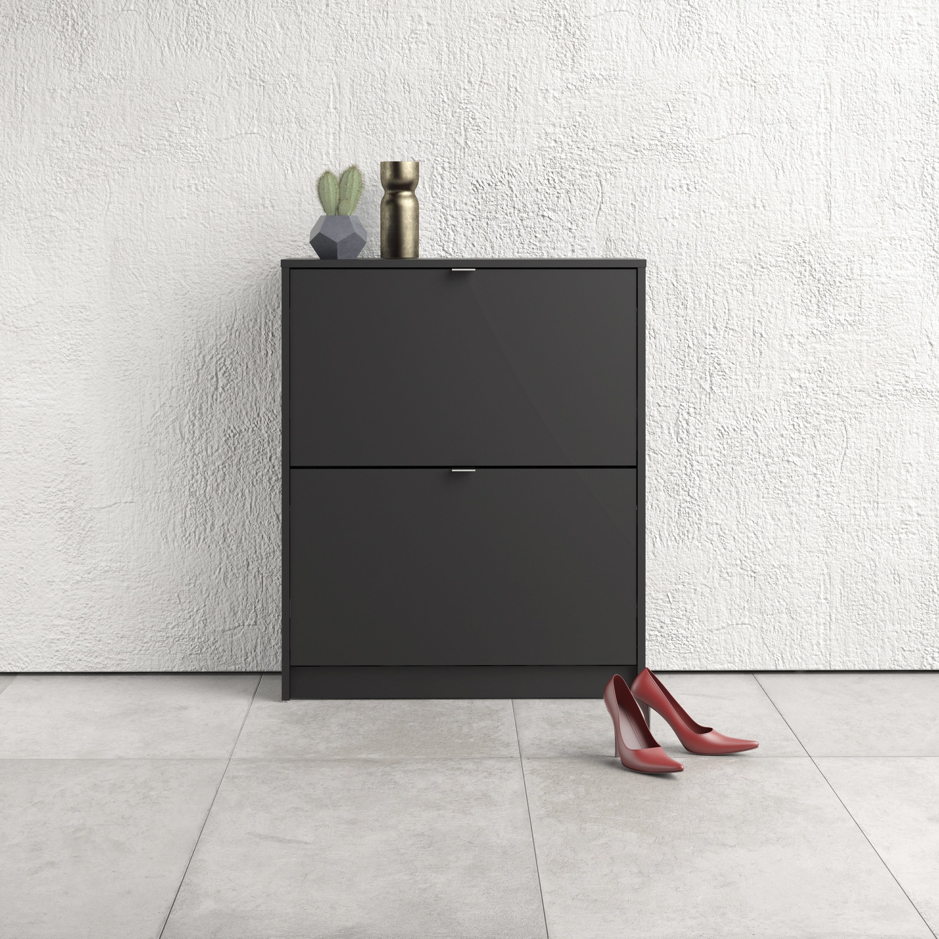 Shoes Matt Black Cabinet 2 Tilting Doors(1or2 Layers) - FURNITURE CURLS